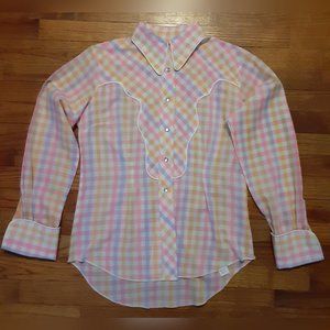 Vintage H Bar C Western Shirt Pearl Snap Closure